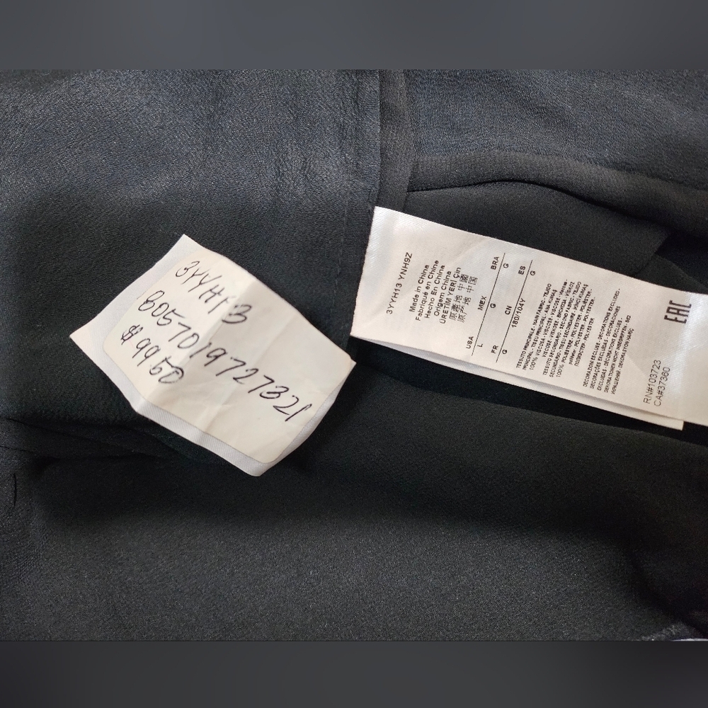 Armani Exchange 7/8 Sleeve See Thru Back V Neck Blouse Large - Picture 5 of 8